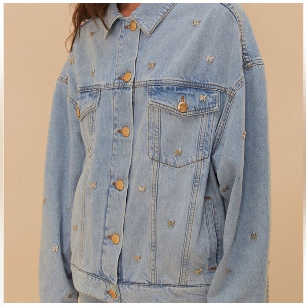 FARM Rio Bow Embroidery jacket in Denim DT - Picture 3 of 14